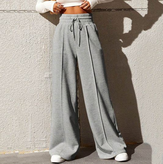 High-Waist Wide-Leg Casual Trousers