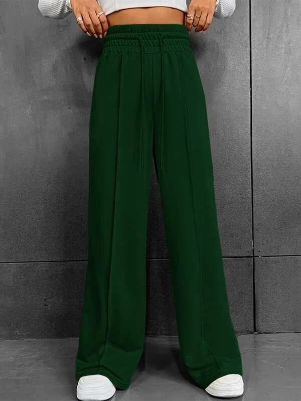 High-Waist Wide-Leg Casual Trousers