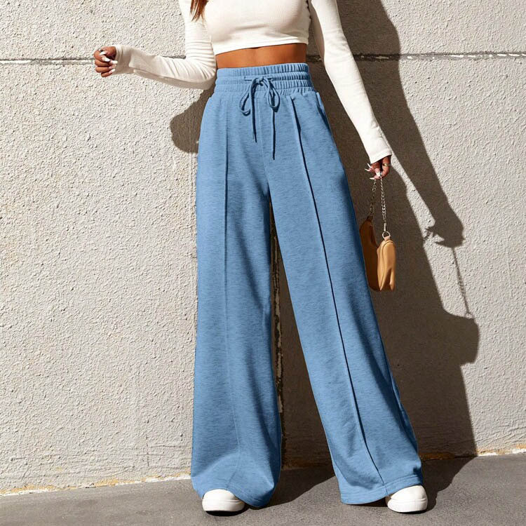 High-Waist Wide-Leg Casual Trousers