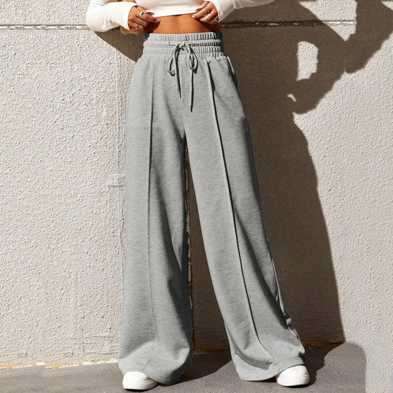 High-Waist Wide-Leg Casual Trousers